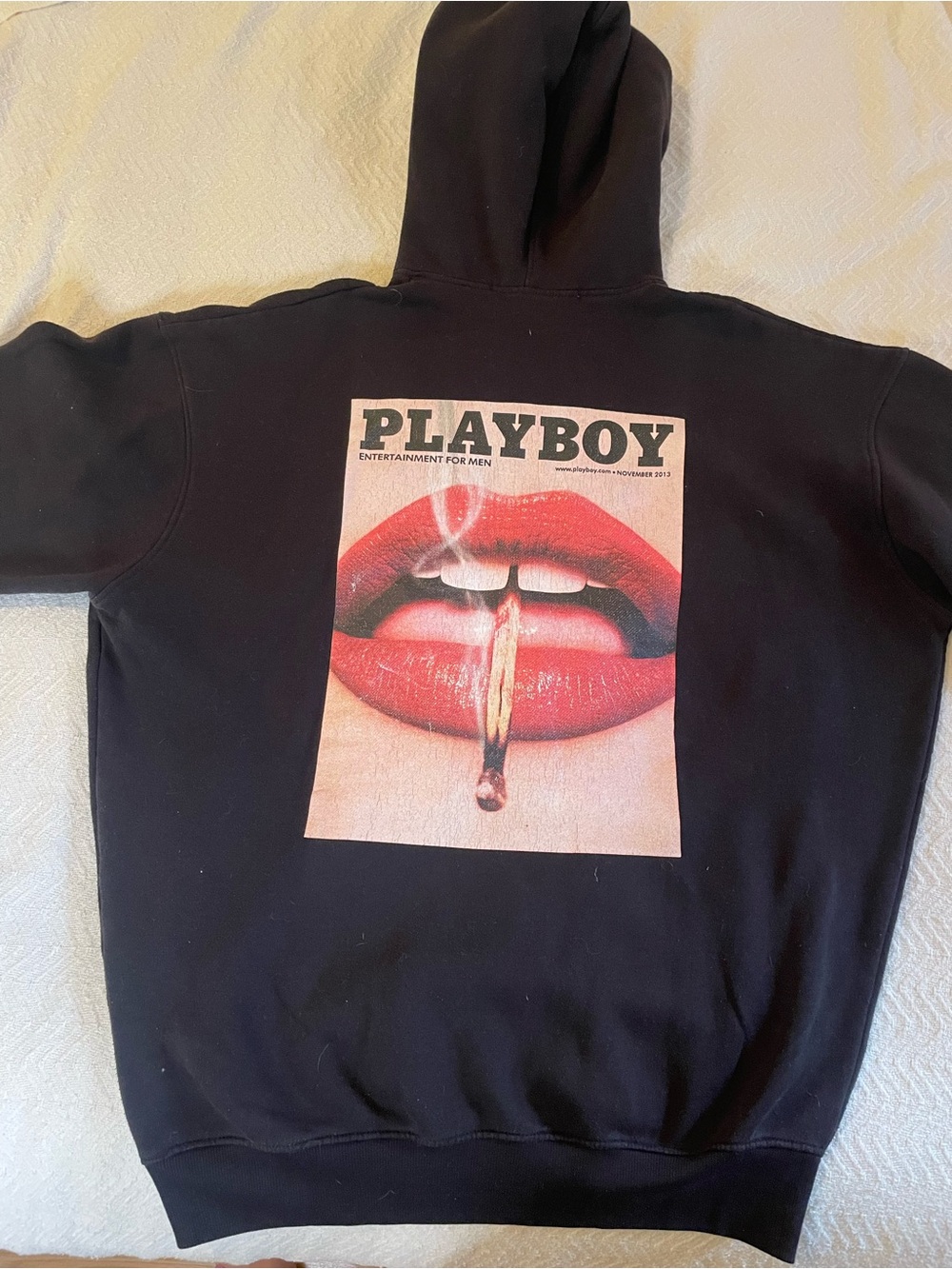 PLAYBOY x Missguided Black Hoodie with Red Lip Graphic
